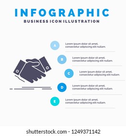 handshake, hand shake, shaking hand, Agreement, business Infographics Template for Website and Presentation. GLyph Gray icon with Blue infographic style vector illustration.