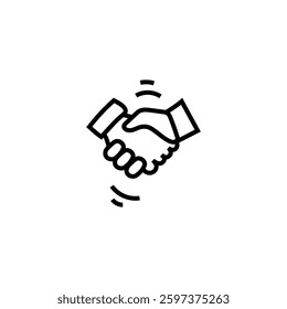 Handshake Hand-Drawn Icon | Agreement , Partnership Symbol | Line Art Illustration