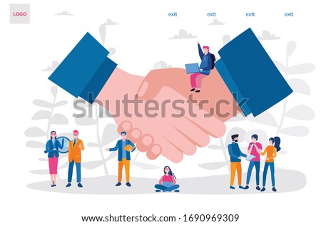 Handshake .hands of different nationalities, conclusion of an agreement, Vector illustration for web banner, infographics, mobile. successful partnership and cooperation.
