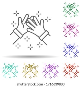 Handshake hands multi color icon. Simple thin line, outline vector of no gubernamental organization icons for ui and ux, website or mobile application