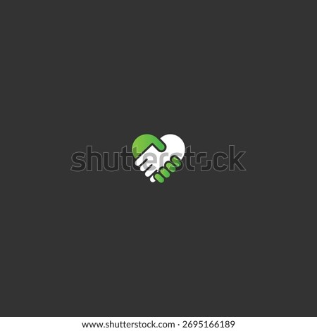 Handshake heart icon flat vector design