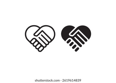 Handshake Heart Icon Symbol of Partnership and Trust Vector