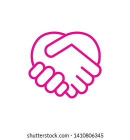 handshake heart icon vector illustration