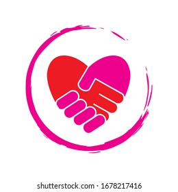 Handshake Heart icon vector isolated template