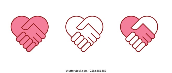 Handshake as heart logo vector illustration isolated on white background