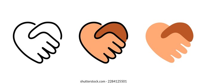 Handshake in heart shape conceptual icon illustration