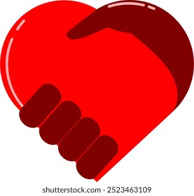 handshake. heart shaped handshake vector illustration. Icons with sparkling effect on empty background.