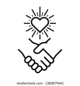Agitación con corazón. Icono de línea simple. Aislar sobre fondo blanco.