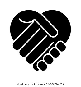 	
Handshake, heart symbol icon vector illustration on a white background