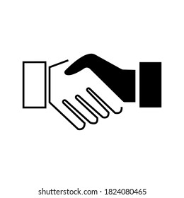 Handshake, heart symbol icon vector illustration on a white background