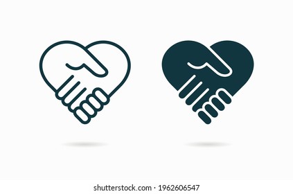 Handshake. Heart symbol. Vector illustration for graphic and web design.