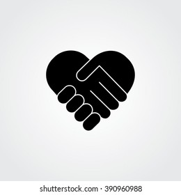 handshake. Heart symbol. Vector illustration
