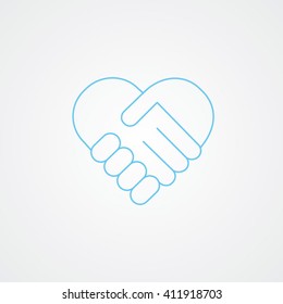 Handshake. Heart Symbol. Vector Illustration