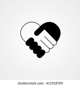 handshake. Heart symbol. Vector illustration