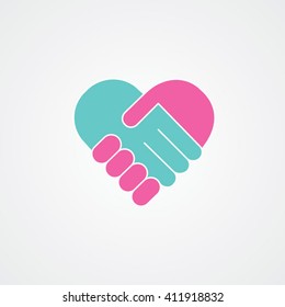 handshake. Heart symbol. Vector illustration