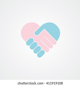 handshake. Heart symbol. Vector illustration