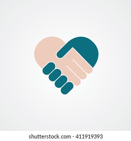 handshake. Heart symbol. Vector illustration