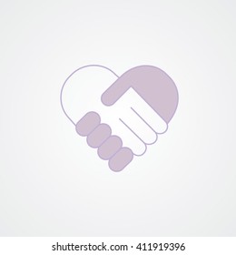 handshake. Heart symbol. Vector illustration