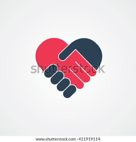 handshake. Heart symbol. Vector illustration