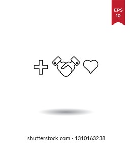Handshake, heart vector icon
