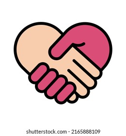 handshake heart vector icon design