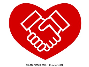 handshake and heart-shaped