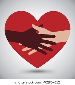Handshake, Helping Hands On Red Heart