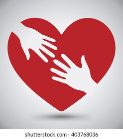 Handshake, Helping Hands On Red Heart