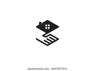 handshake with home logo design. abstract hand house combination