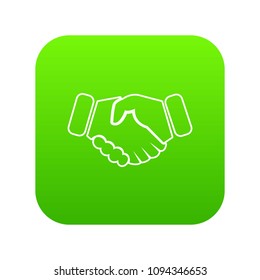Handshake ice hockey icon green vector isolated on white background