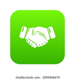 Handshake ice hockey icon green vector isolated on white background