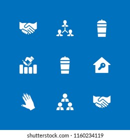 handshake icon. 9 handshake set with relationship, business agreement, real estate and hand of black human vector icons for web and mobile app