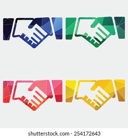 Handshake icon Abstract Triangle Geometrical background 