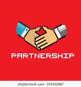 handshake icon abstract vector illustration pixel art style