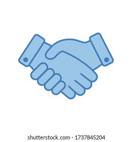 Handshake icon for apps and websites isolated on white background. Concept bisnes communication. Filled outline flat style. Vector illustration.