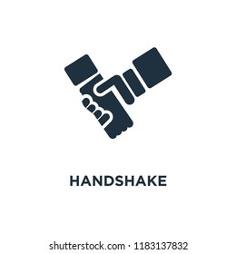 Handshake icon. Black filled vector illustration. Handshake symbol on white background. Can be used in web and mobile.