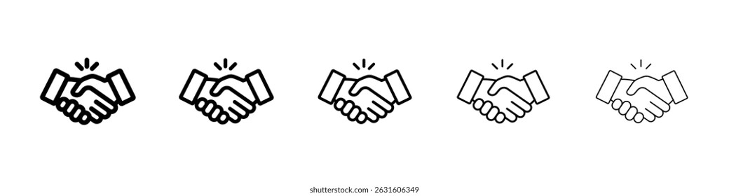 Handshake icon in black. Vector illustration for graphic design