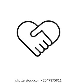 Icono de apretón de manos signo de contorno de Vector blanco y negro
