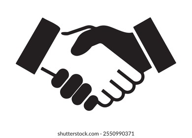 Handshake icon black and white vector art illustration