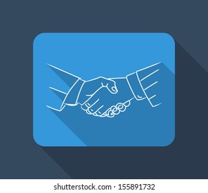 handshake icon in blue business