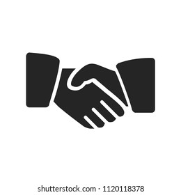 Handshake icon. Business agreement symbol. Contract sign, flat vector element isolated on white background. Simple vector illustration for graphic and web design.