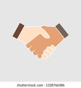 Handshake icon business hand. Vector illustration, flat design.