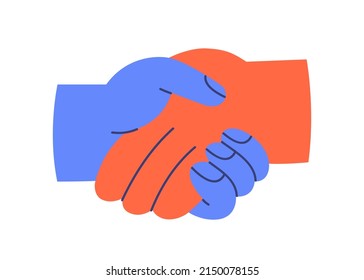 Handshake icon. Business partners shaking hands for cooperation, partnership, greeting with respect, trust. International agreement, deal concept. Flat vector illustration isolated on white background