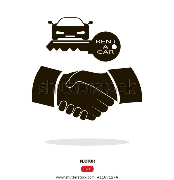Handshake icon. Car rent icon. 
