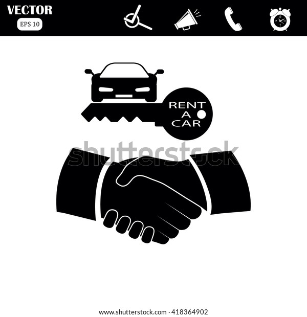 Handshake icon. Car rent
icon
