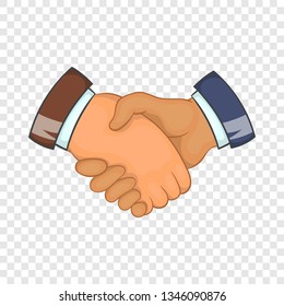 Handshake icon in cartoon style isolated on background for any web design 
