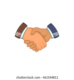 Handshake icon in cartoon style isolated on white background. Deal symbol