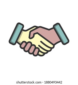 handshake icon of color style vector illustration design