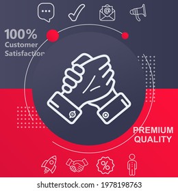 Handshake icon. Customize your design with a navy and red colored background template
