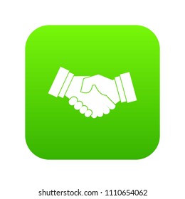 Handshake icon digital green for any design isolated on white vector illustration